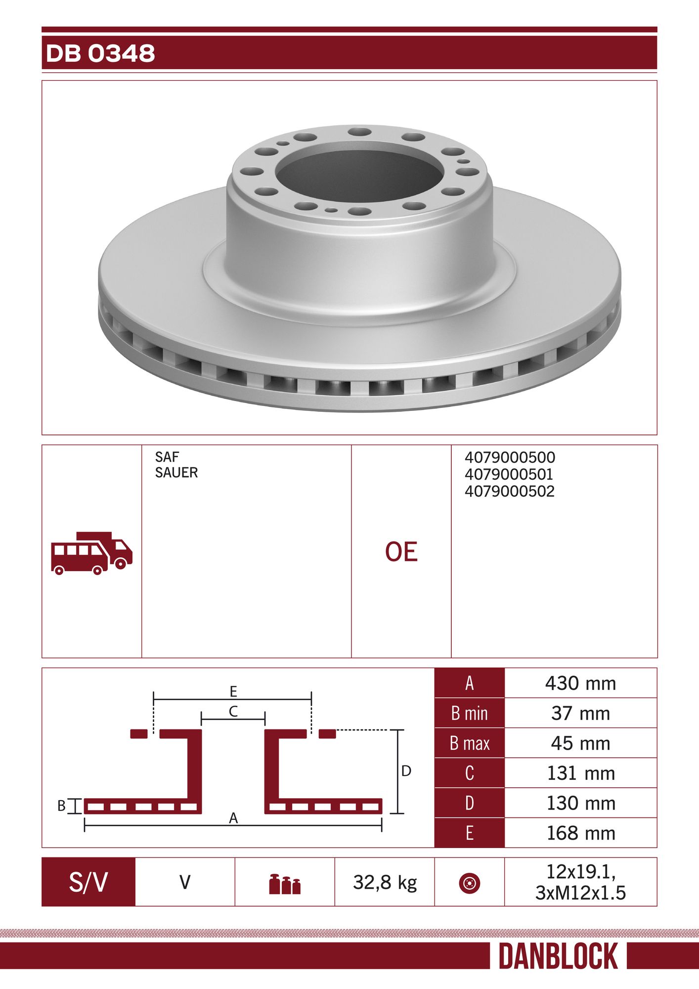 Disc frana DB 0348 DANBLOCK